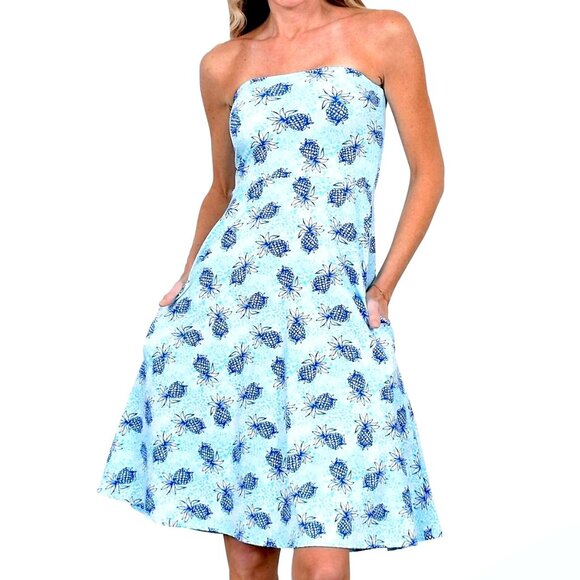 Southwind Apparel UPF 50 Bandeau Swing Sun Athletic Dress Pineapple Print Small - Picture 1 of 12